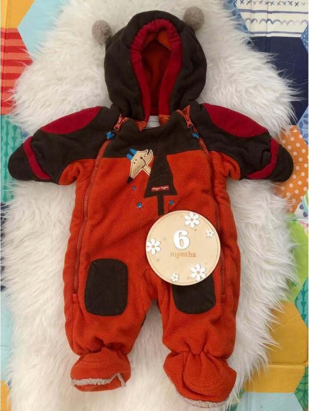 Gagou Tagou Baby Winter Coat Snowsuit Ski (up to -30C) 6M Orange Brown